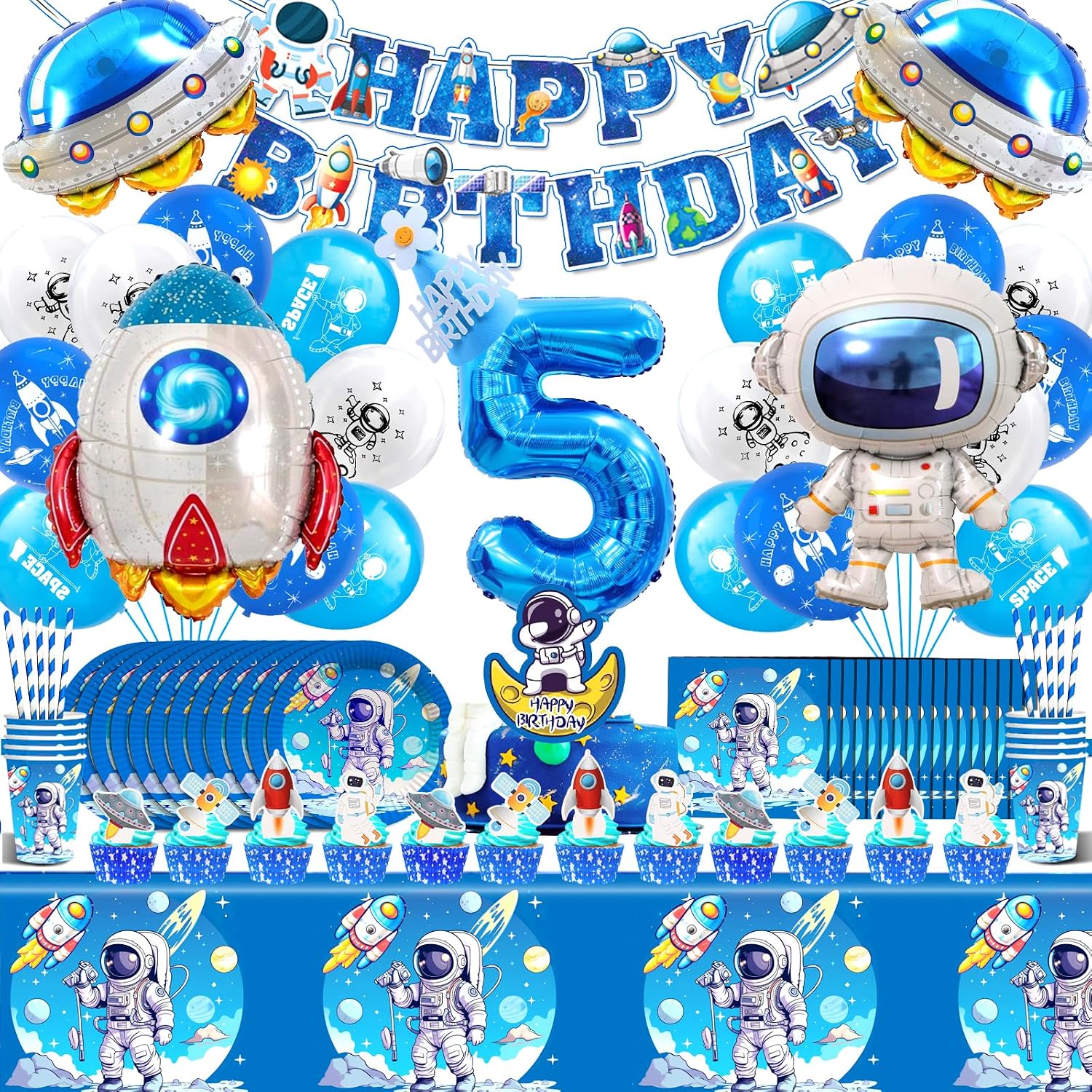 Decorazione Compleanno Astronauta 103 Pcs, 5 Anni