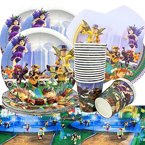 Roblox Decorazione di Compleanno, 60 Pezzi di Stoviglie
