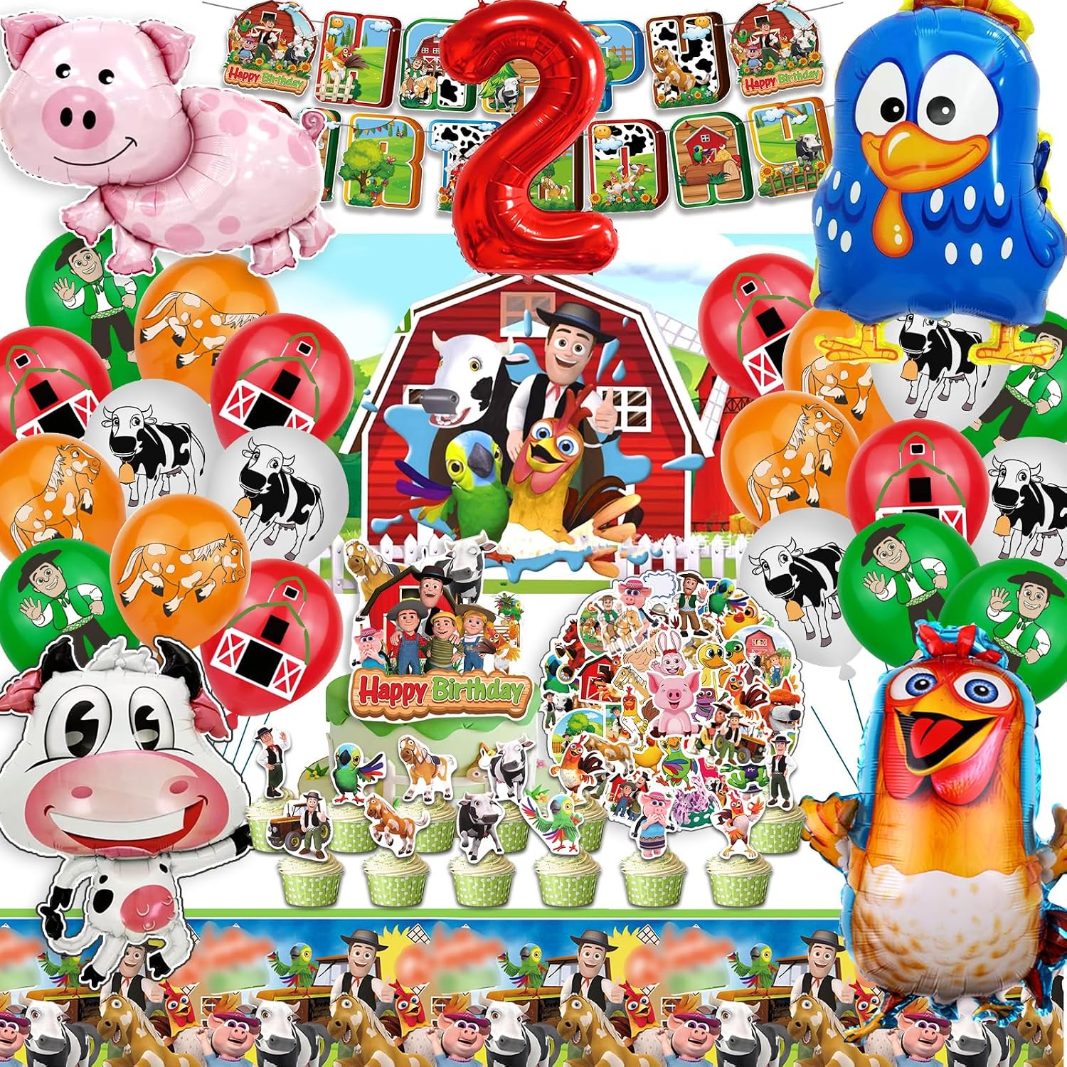 Decorazioni Compleanno Fattoria Zenon, 50 Pcs Adesivi