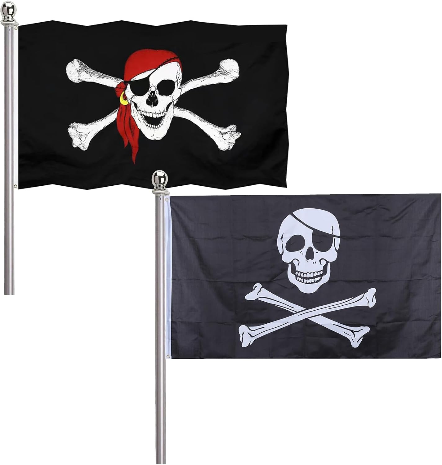 Bandiera pirata dei Caraibi con sciarpa rossa