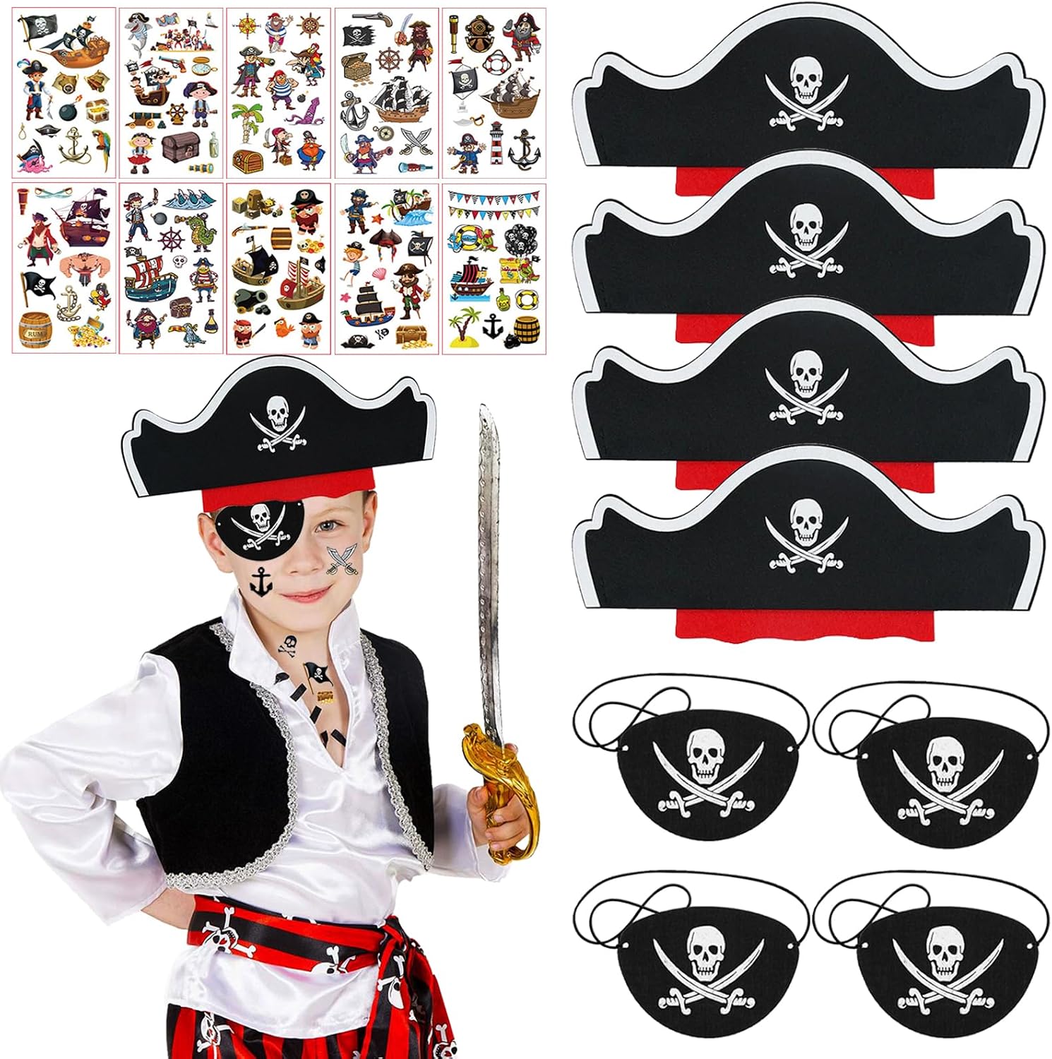 Eymobad Set di 18 pezzi di Halloween pirati per bambini