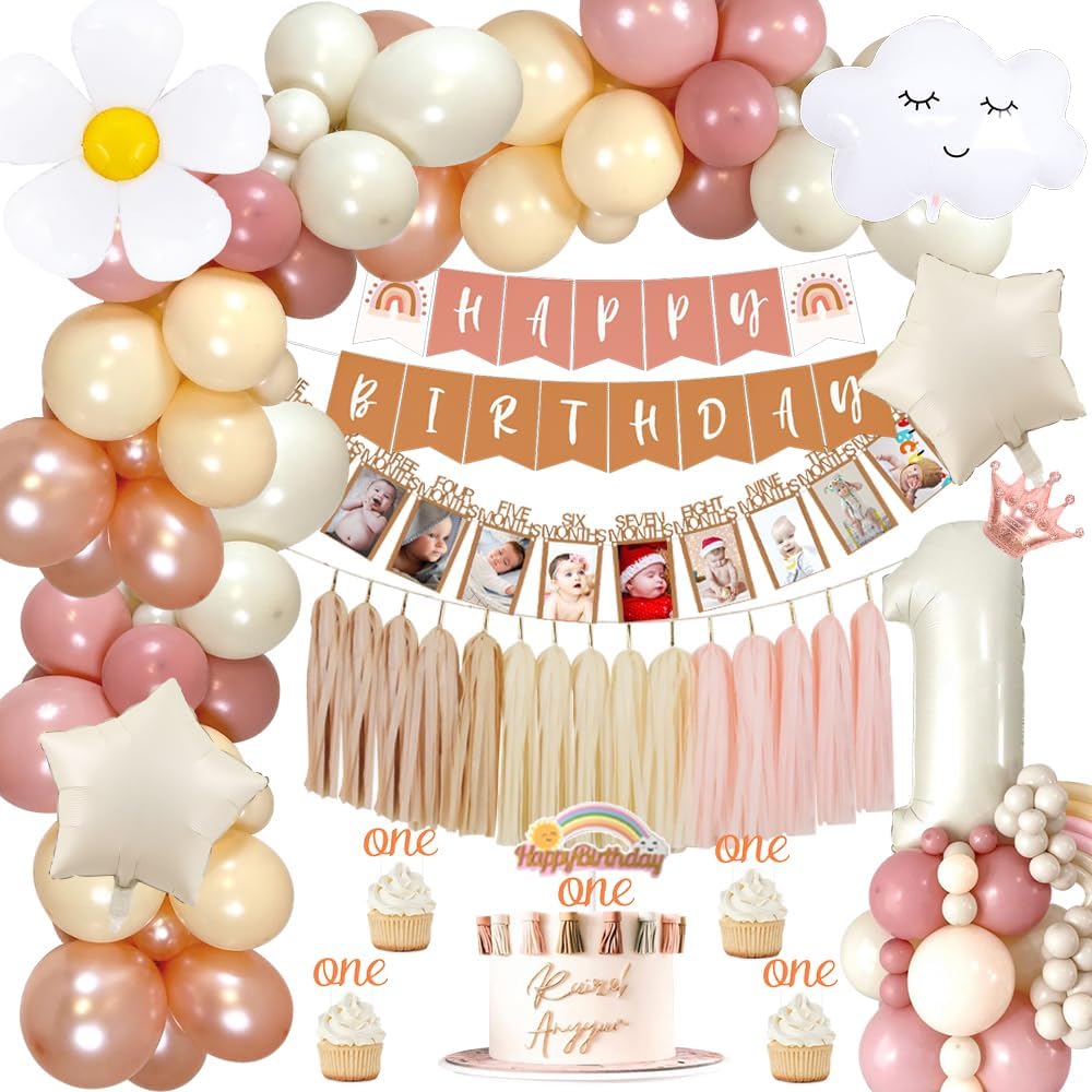 Decorazioni Compleanno 1 Anno Bimba Ragazze, Boho