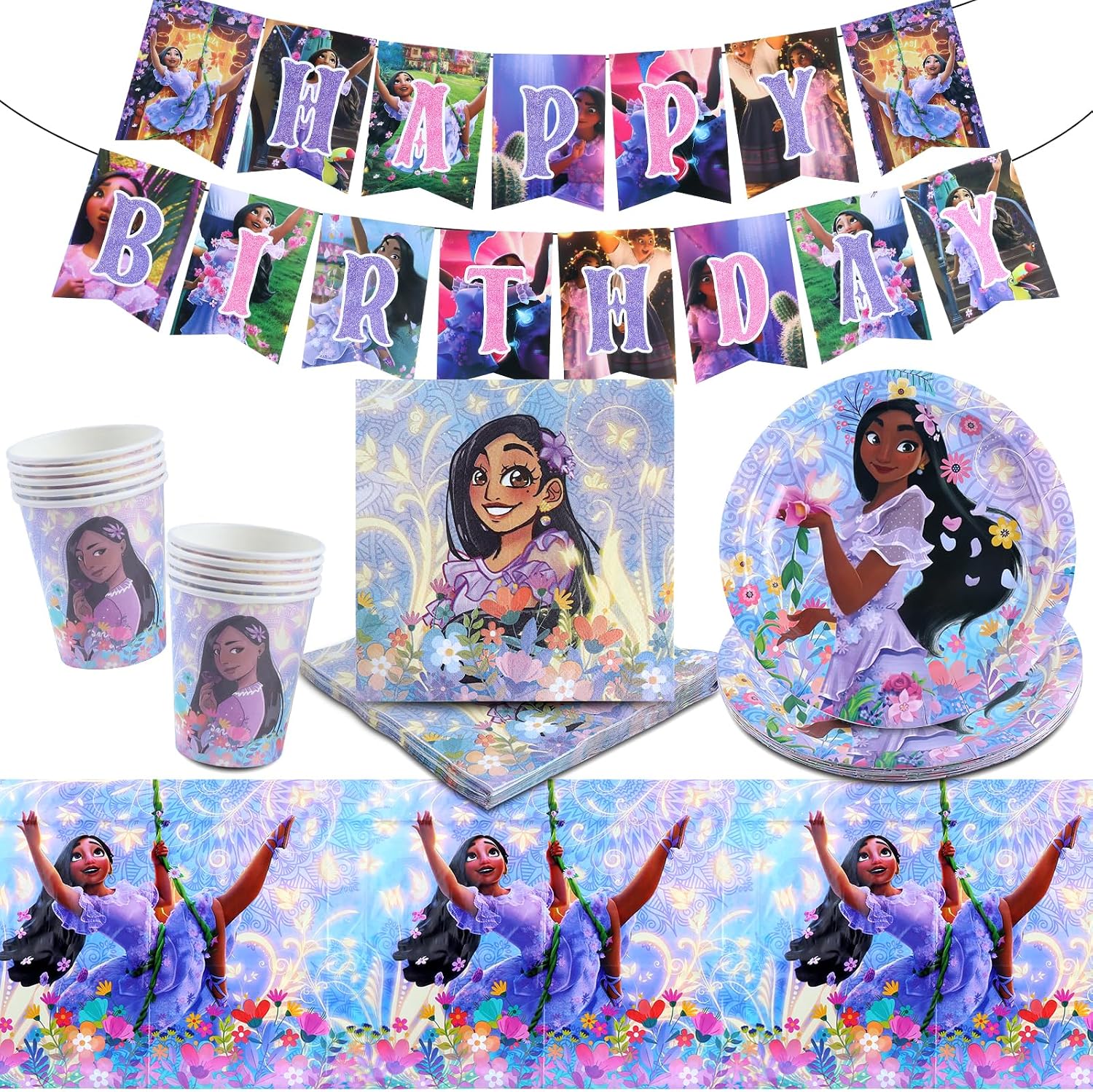 42 Pezzi Encanto Compleanno, Set di Stoviglie Encanto