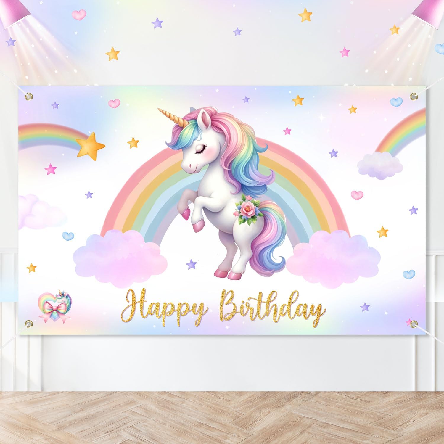 Decorazione di compleanno unicorno, 180 x 110 cm