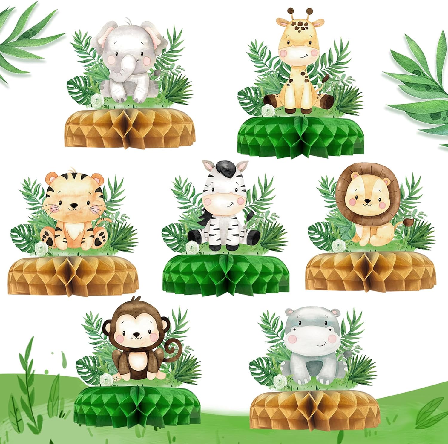 7 pezzi di decorazione per compleanno animali della giungla