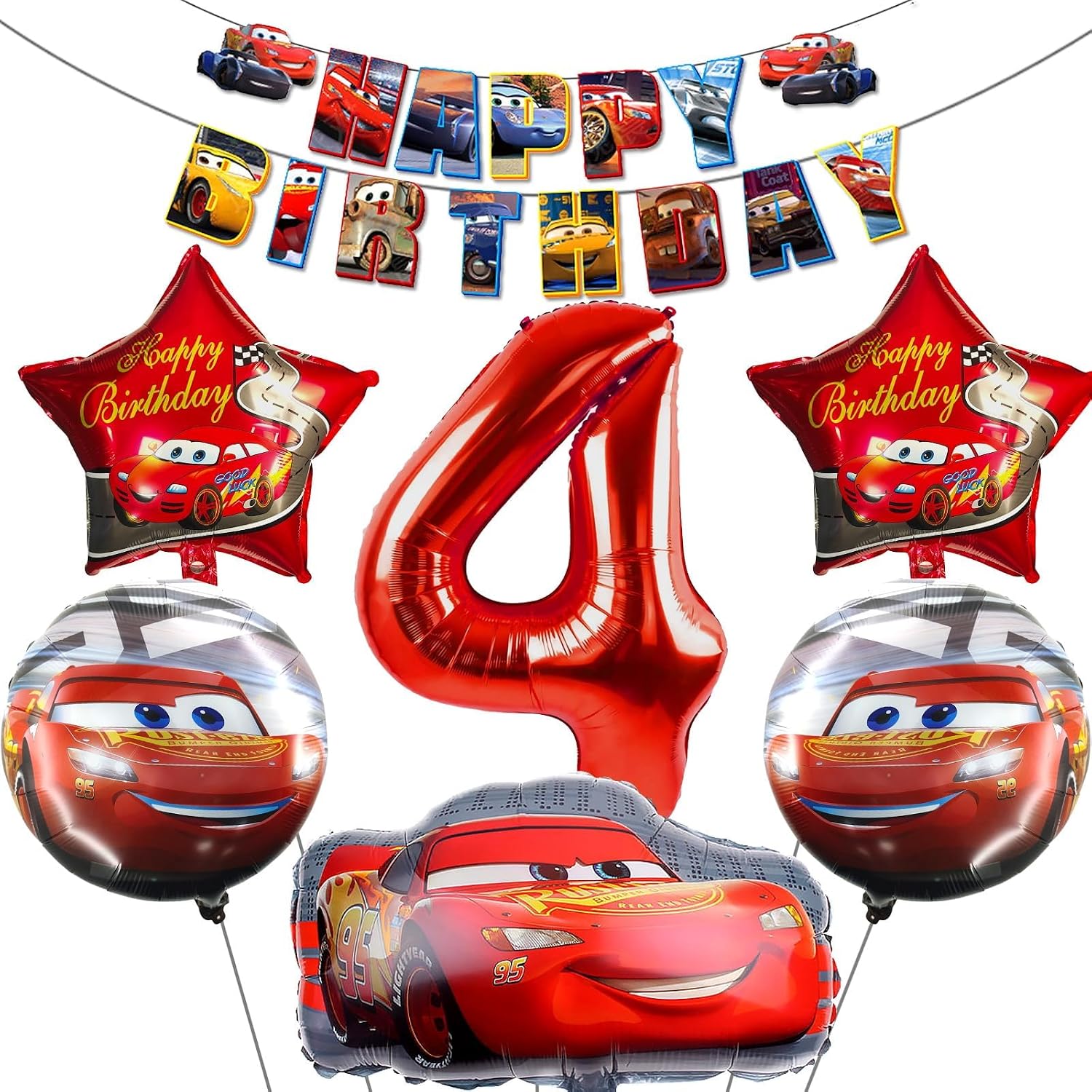 Festa di Compleanno Auto, 4 Anni Palloncini di Elio