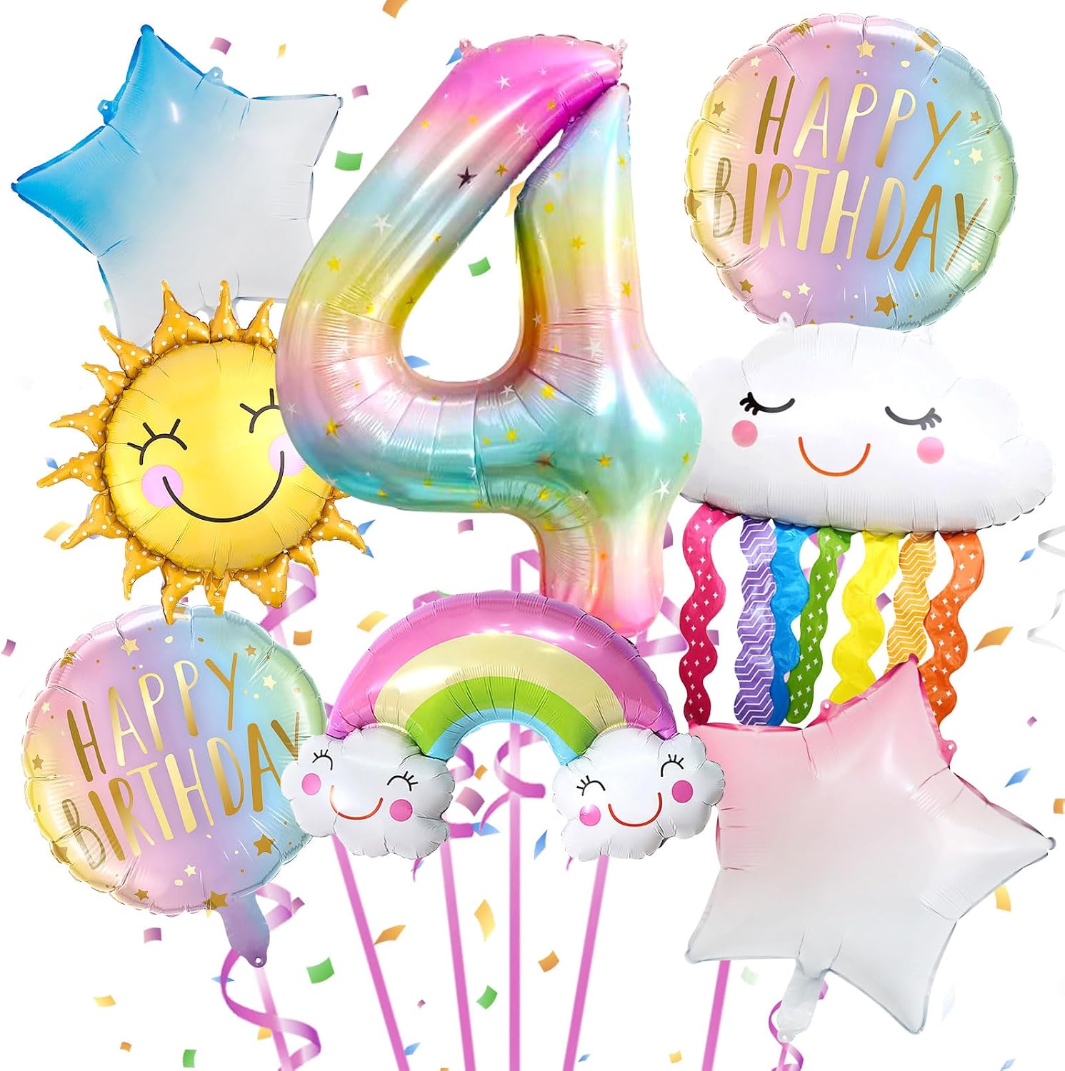 Decorazione di Compleanno Arcobaleno, 4 Anni