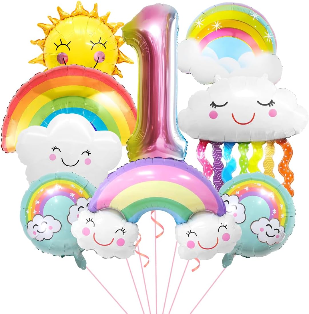 Decorazioni Arcobaleno 3 Anni, Palloncini di Nuvole e Sole