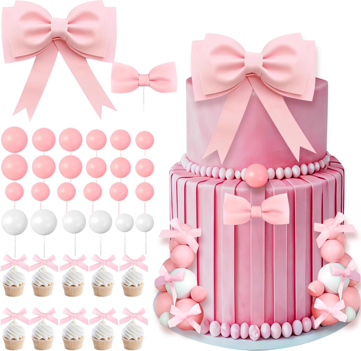 Decorazioni per Torte con Fiocco, 36 Pezzi