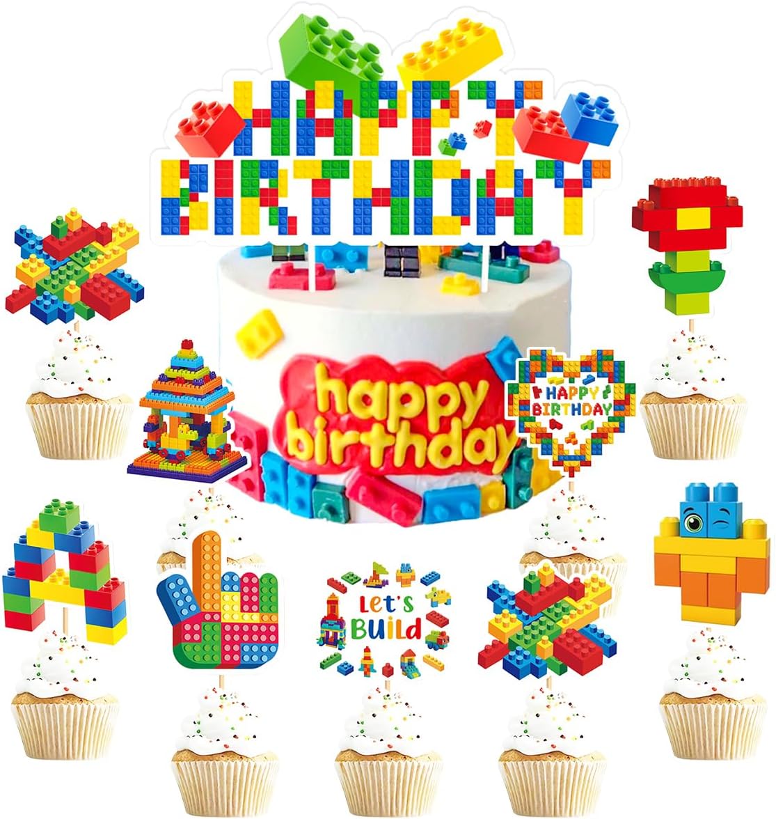 25 Pezzi Decorazione per Torte di Compleanno con Tema Infantile