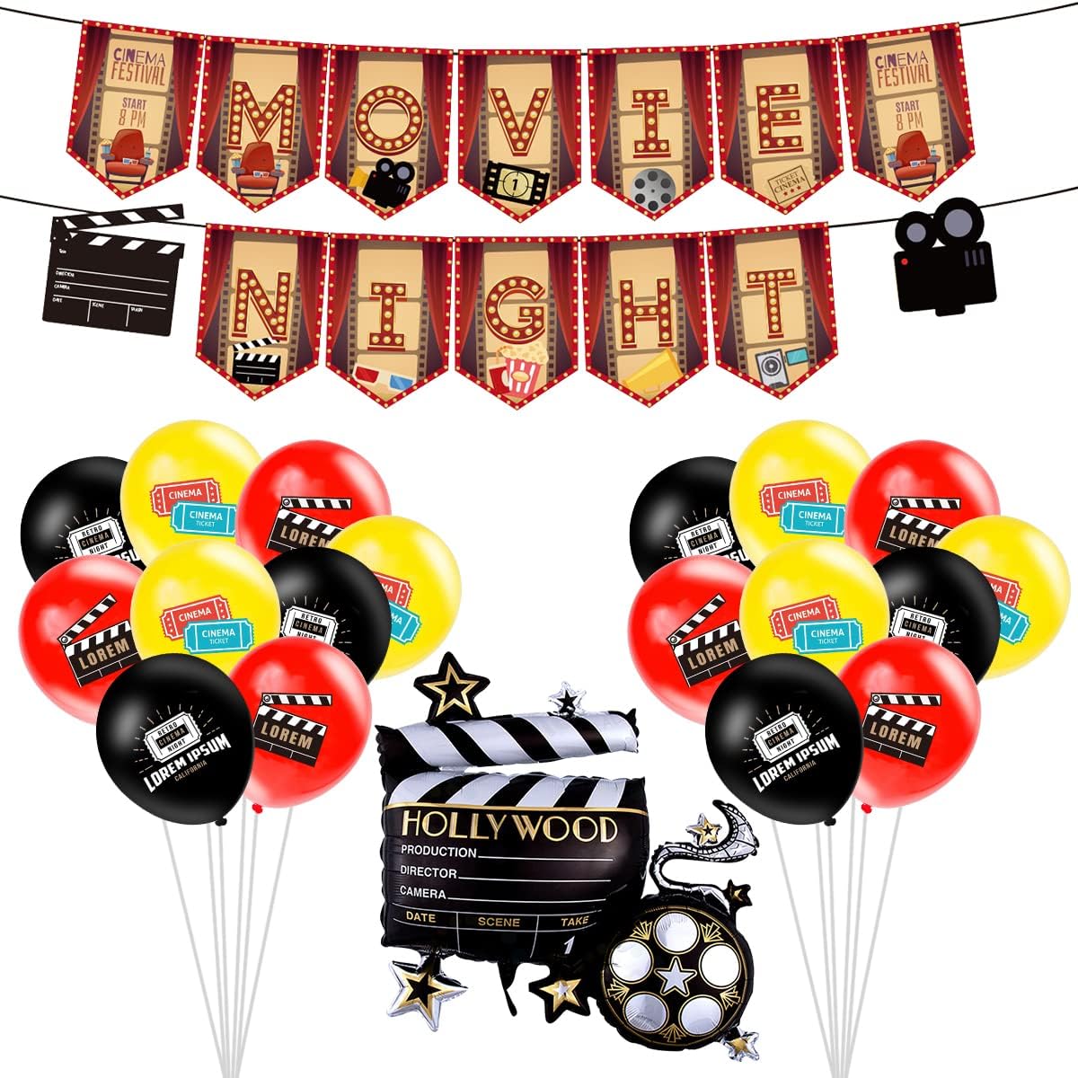 Kit di Decorazione per Festa Notte al Cinema, 20 Pezzi
