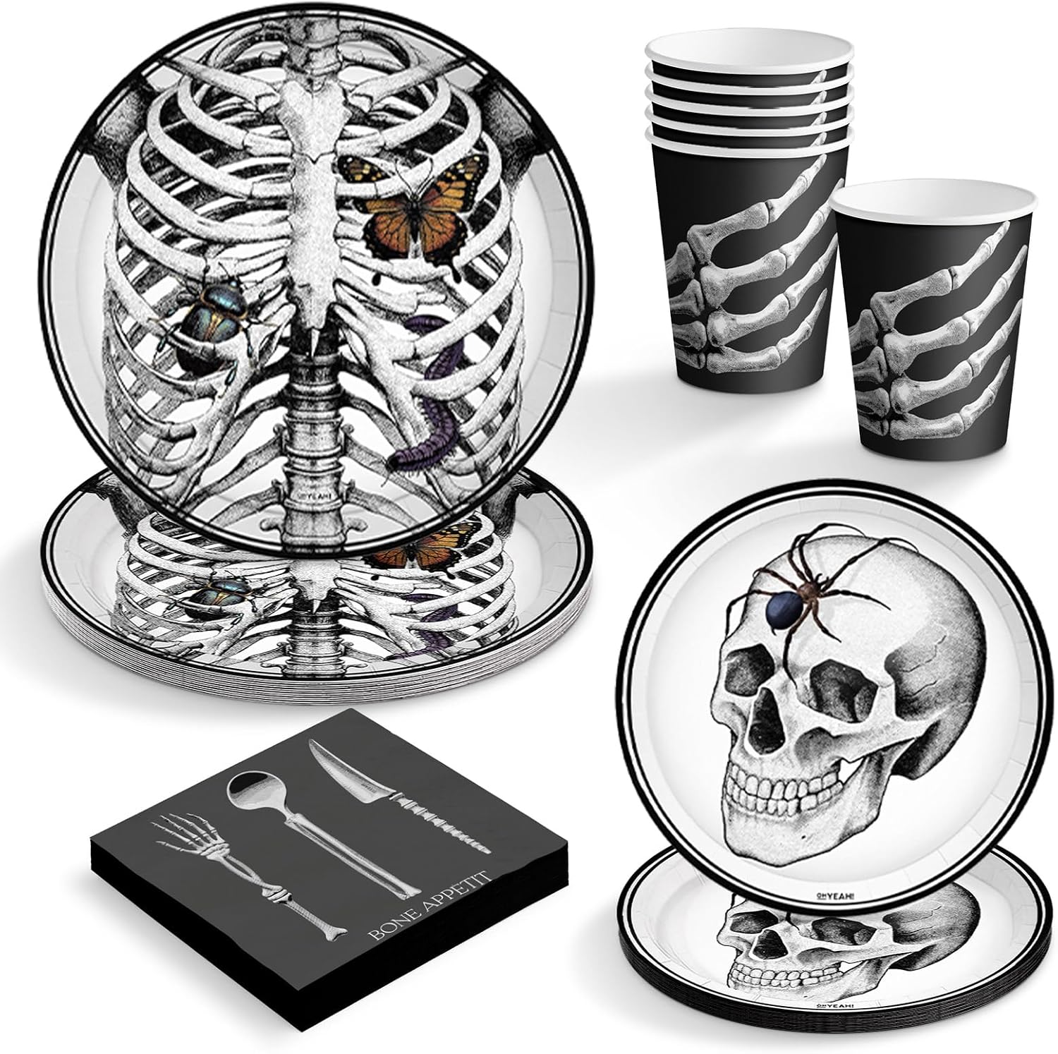 Decorazioni di Halloween Teschio Tavola - Pacchetto per 6 Persone