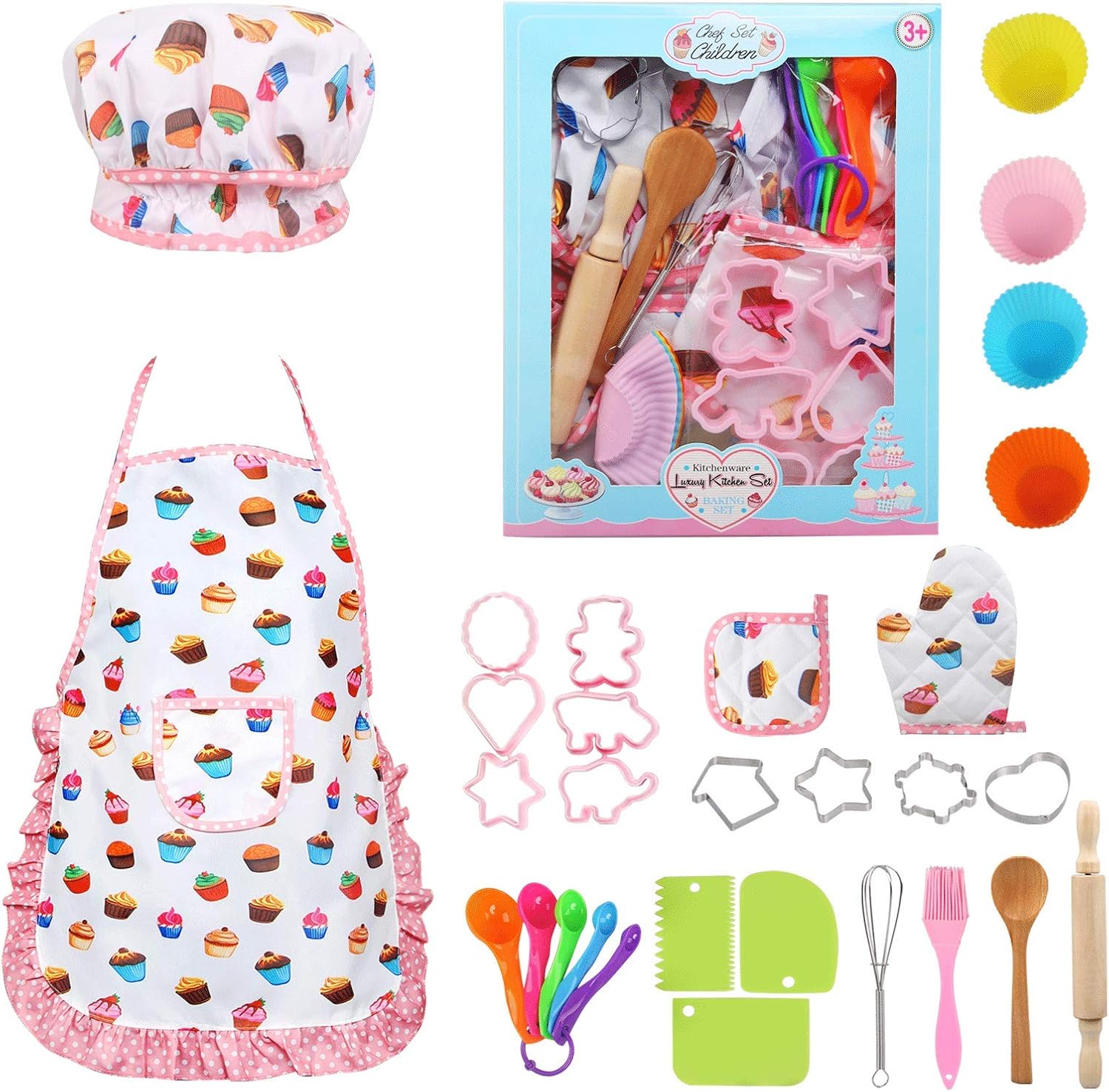 LEADSTAR Delantal Infantil, Delantal Niña Gorro Cocinero