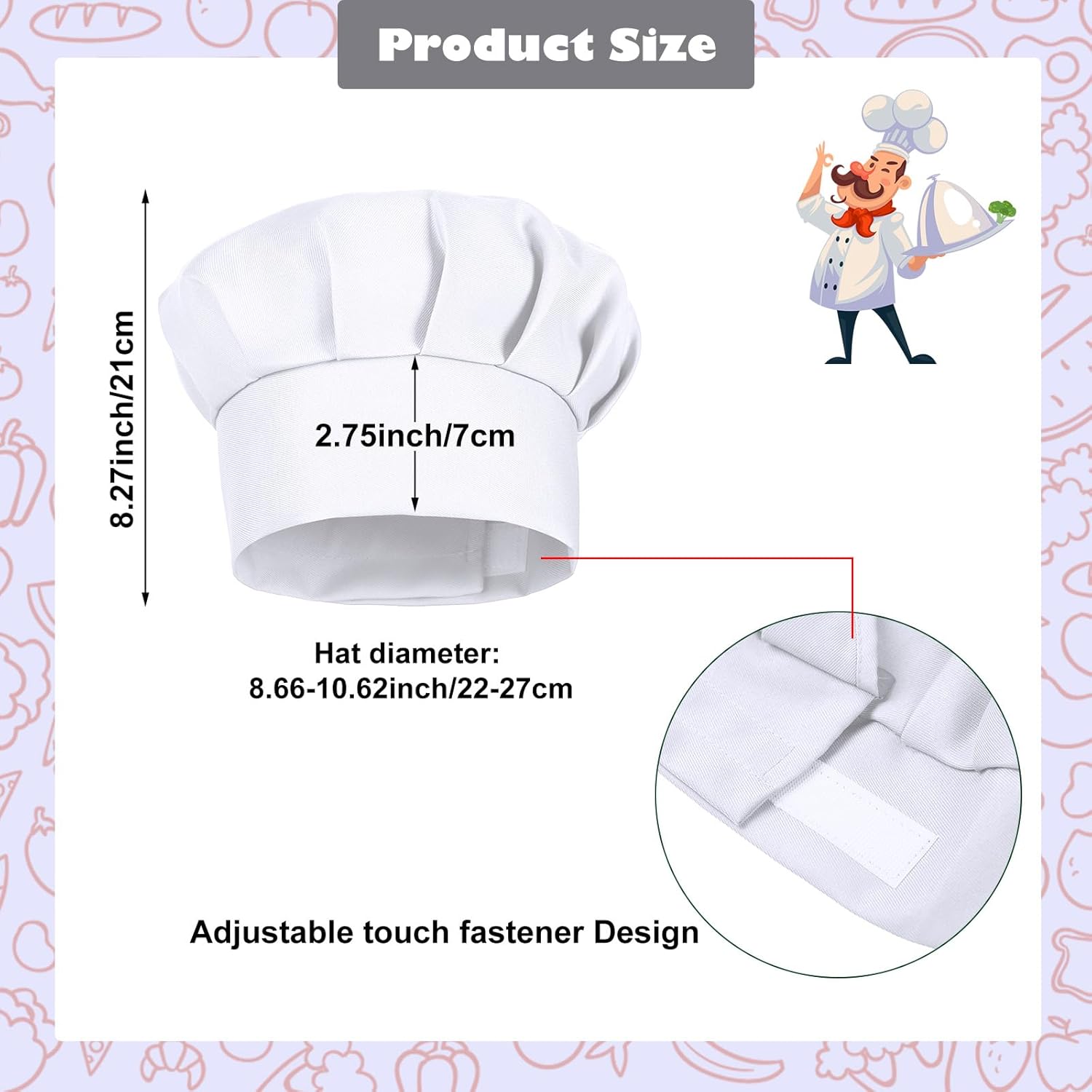 Syhood 4 Gorros de Cocinero Ajustable de Niños