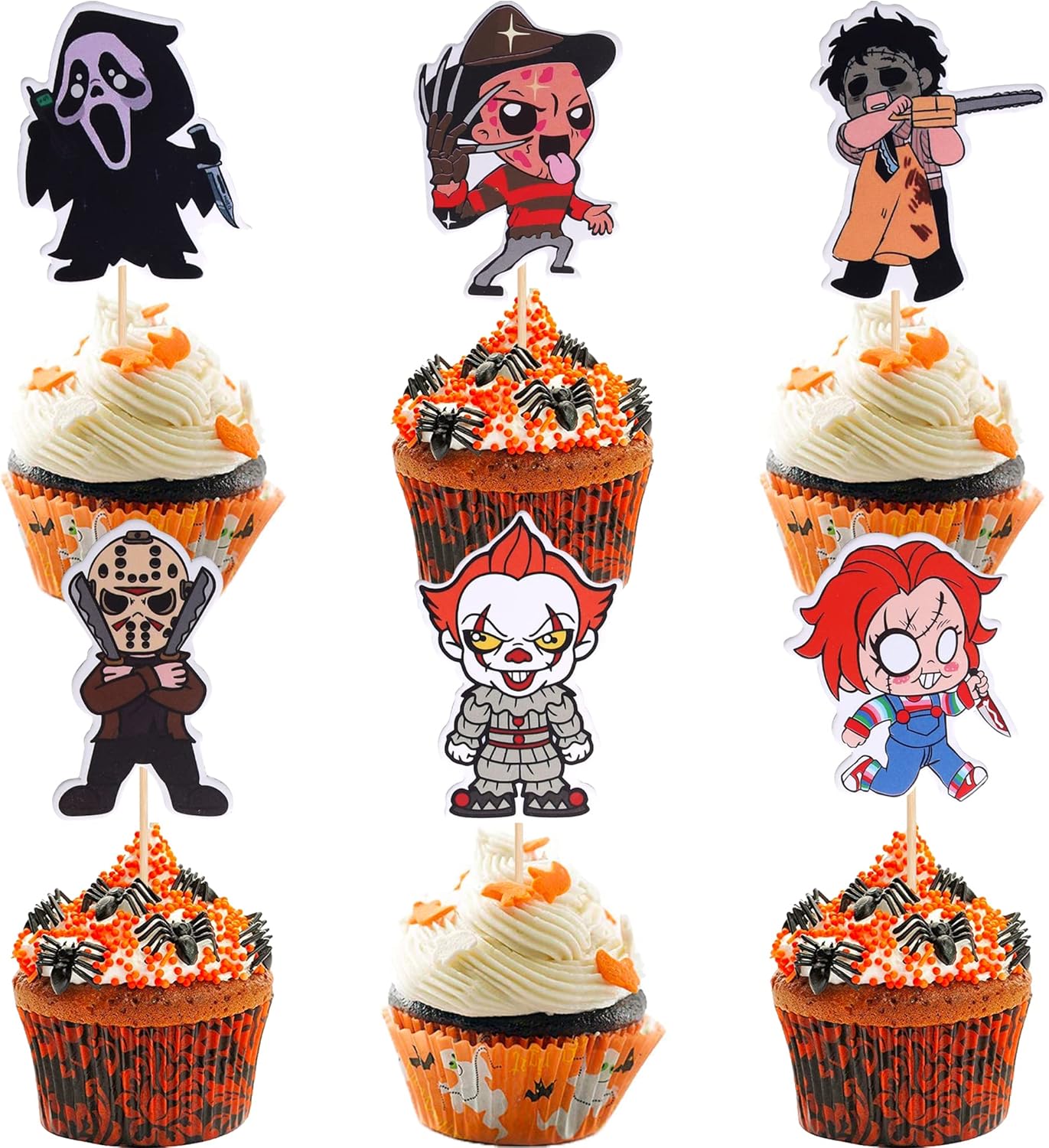 36 unidades Fantasy Horror Manga Cupcake Toppers