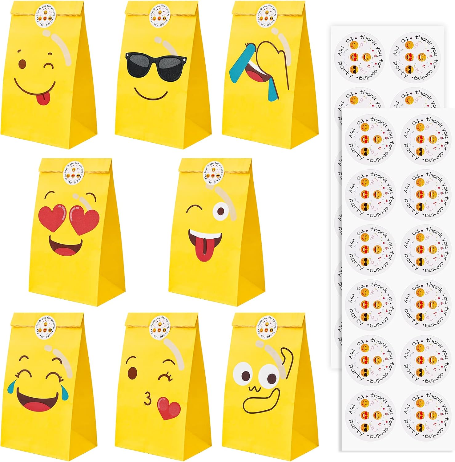 20 Piezas Bolsas de Papel Emoji