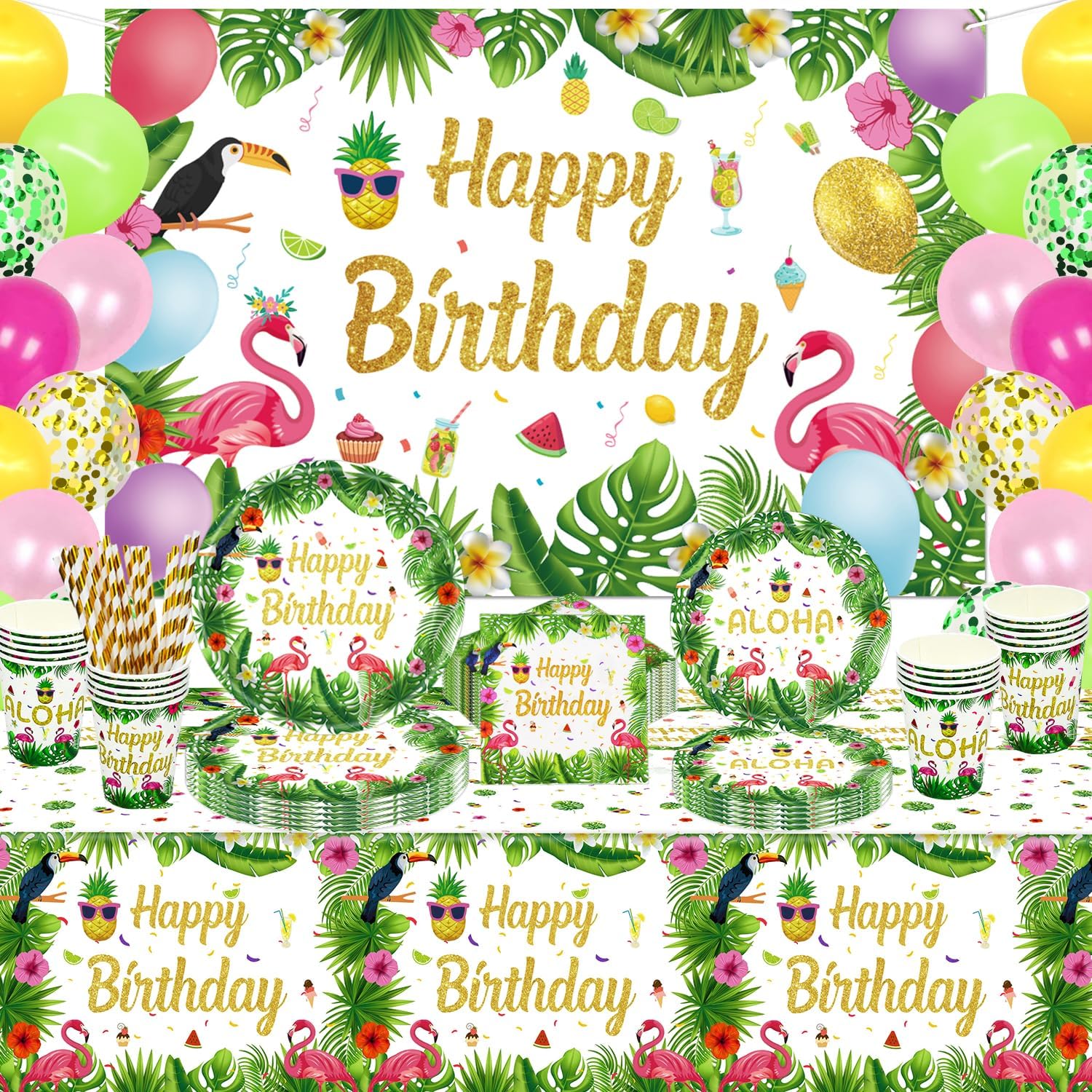 Set Festivo Hawaiano de Cumpleaños
