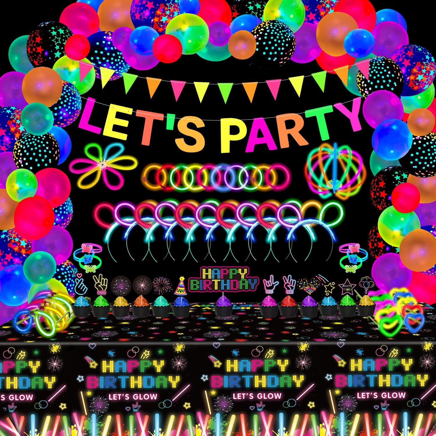Pacchetto di 80 Articoli per Feste Neon Luminosi