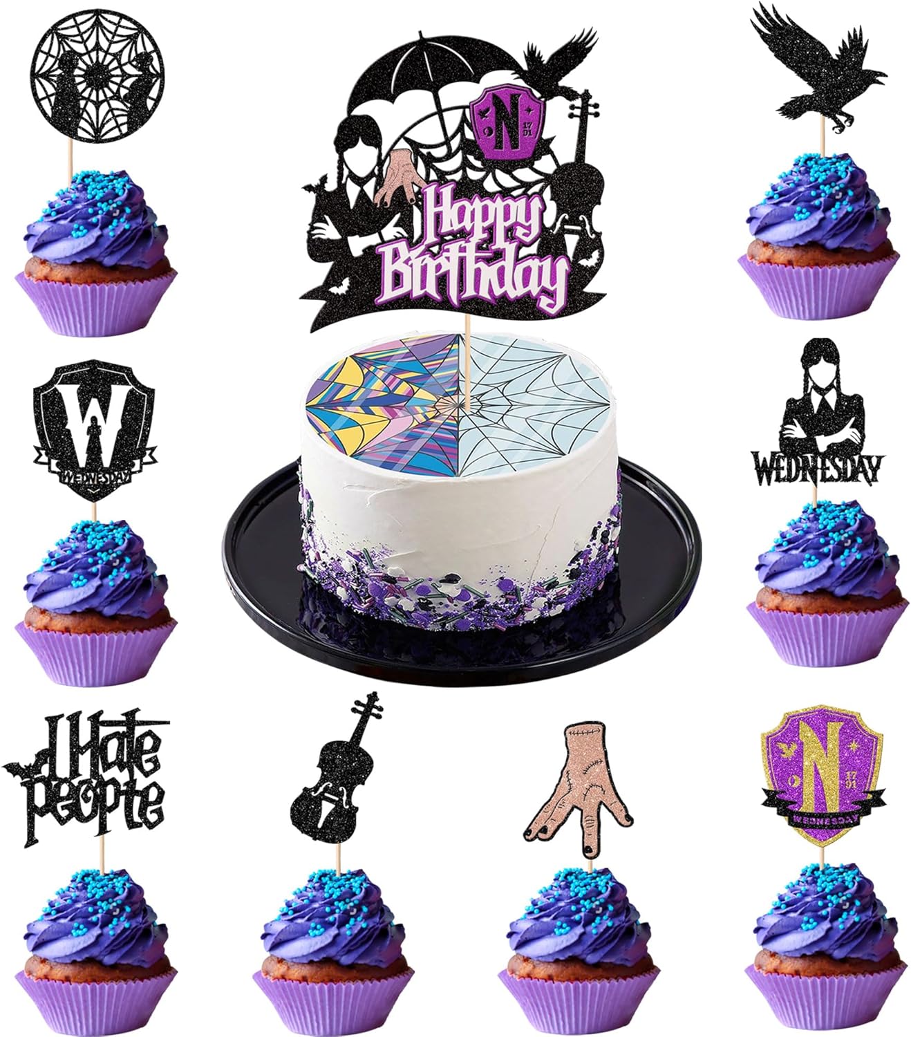 25 unidades de decoración para tartas de terror Miércoles