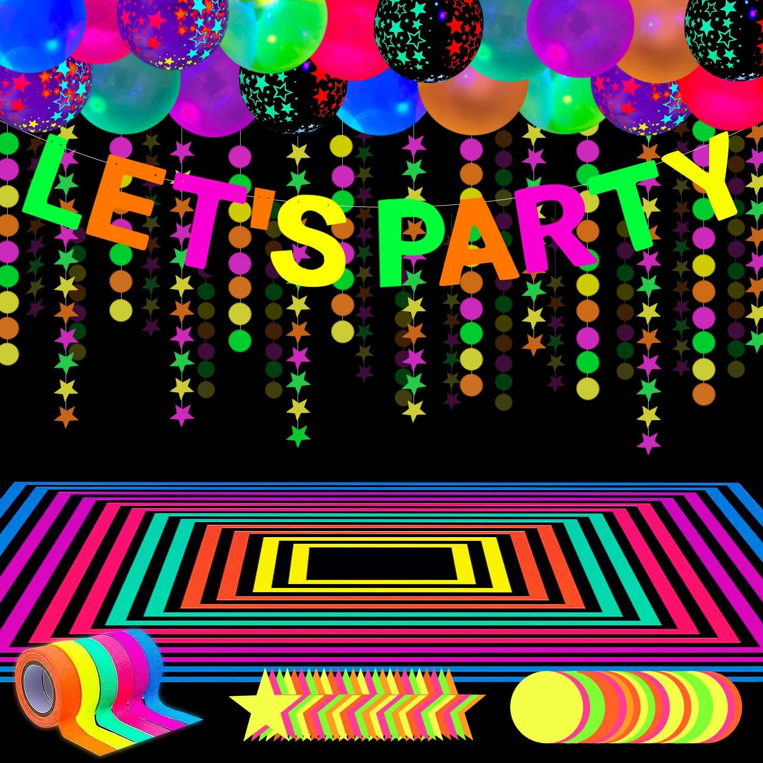 Pacchetto di 52 forniture per feste al neon