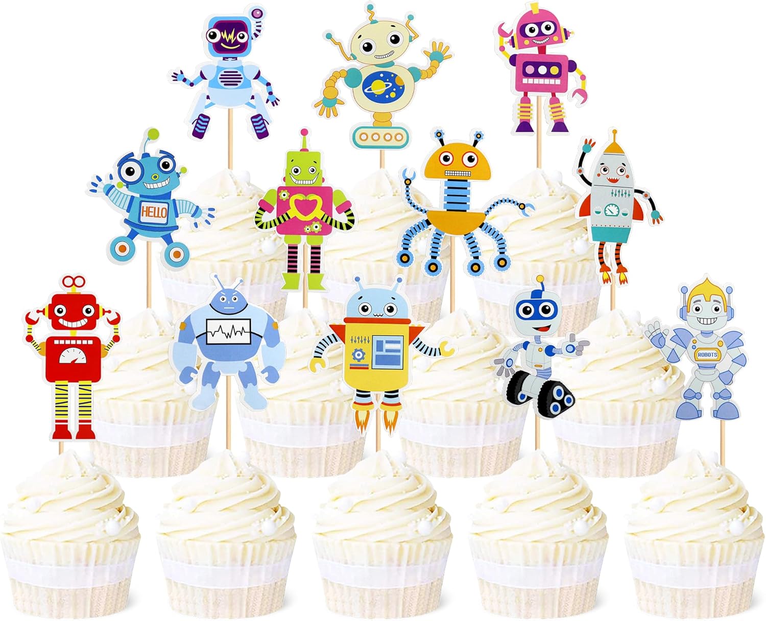 36 piezas de robots feliz cumpleaños decoración