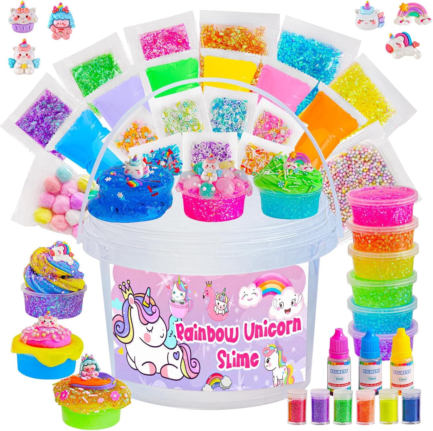 Kit de slime transparente con 36 complementos y base