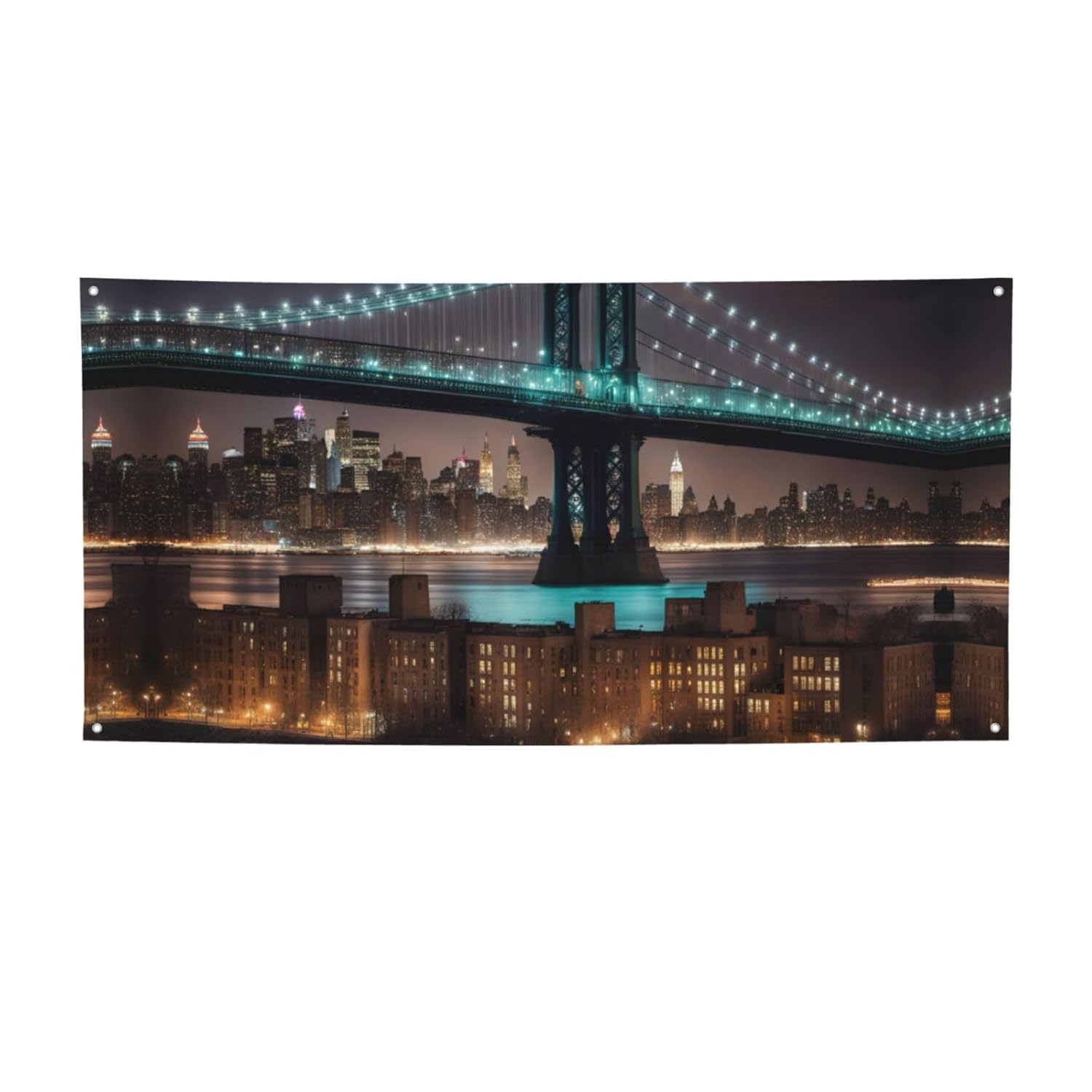 SSGVLPTO New York Manhattan Bridge Night Print Banner