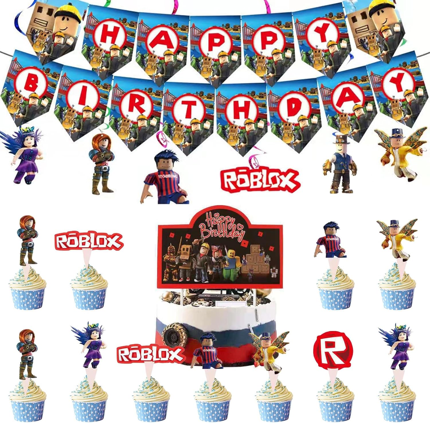 Decoracion Cumpleaños Roblox, 46 Pcs
