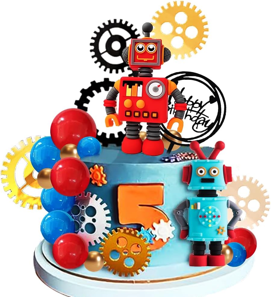 18 piezas de robot decoración para tartas de niño