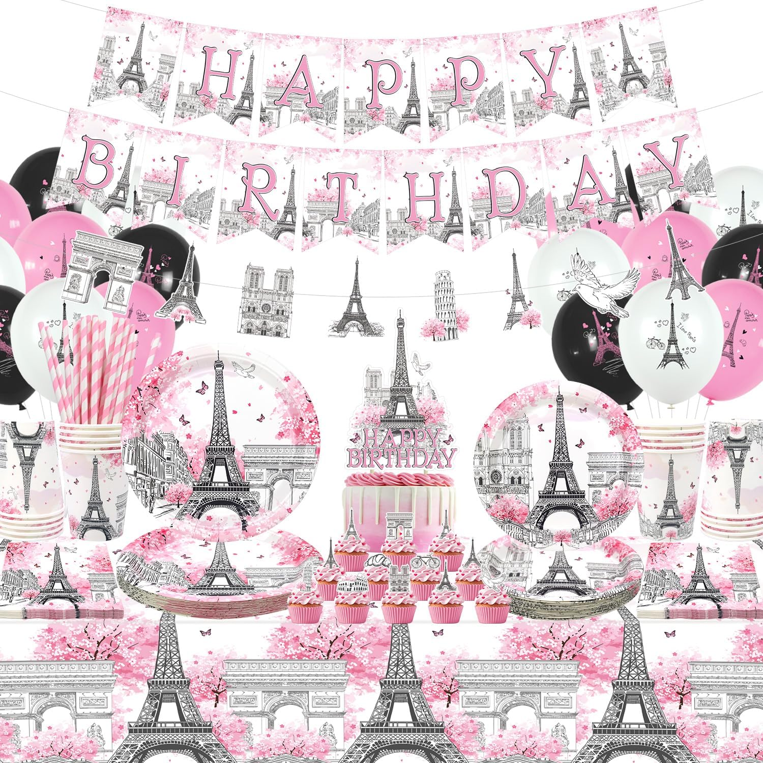París Torre Eiffel Cumpleaños Decoraciones de Fiesta