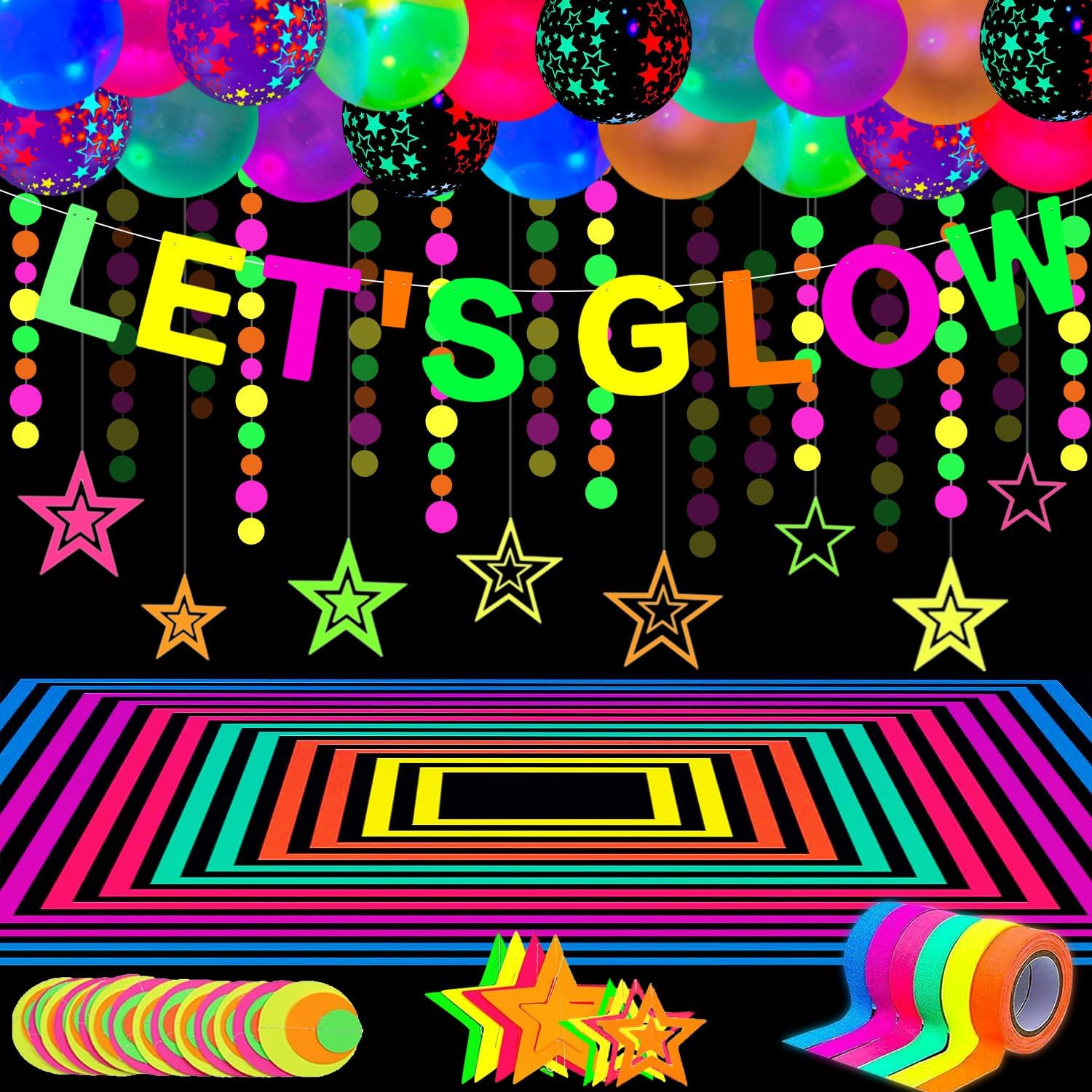 53 piezas de artículos para fiestas de cumpleaños con luz