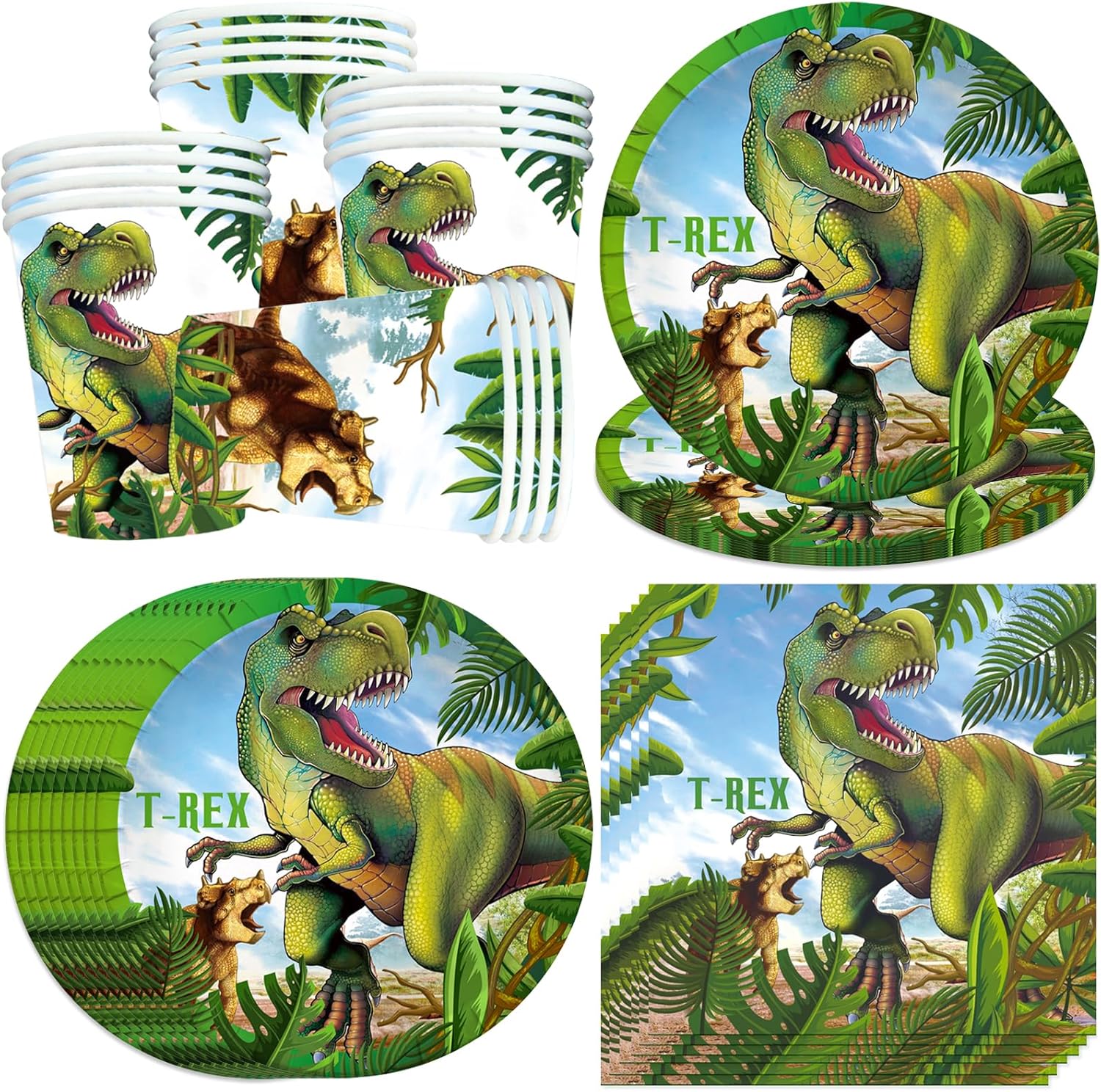 Vajilla Dino para 16 personas