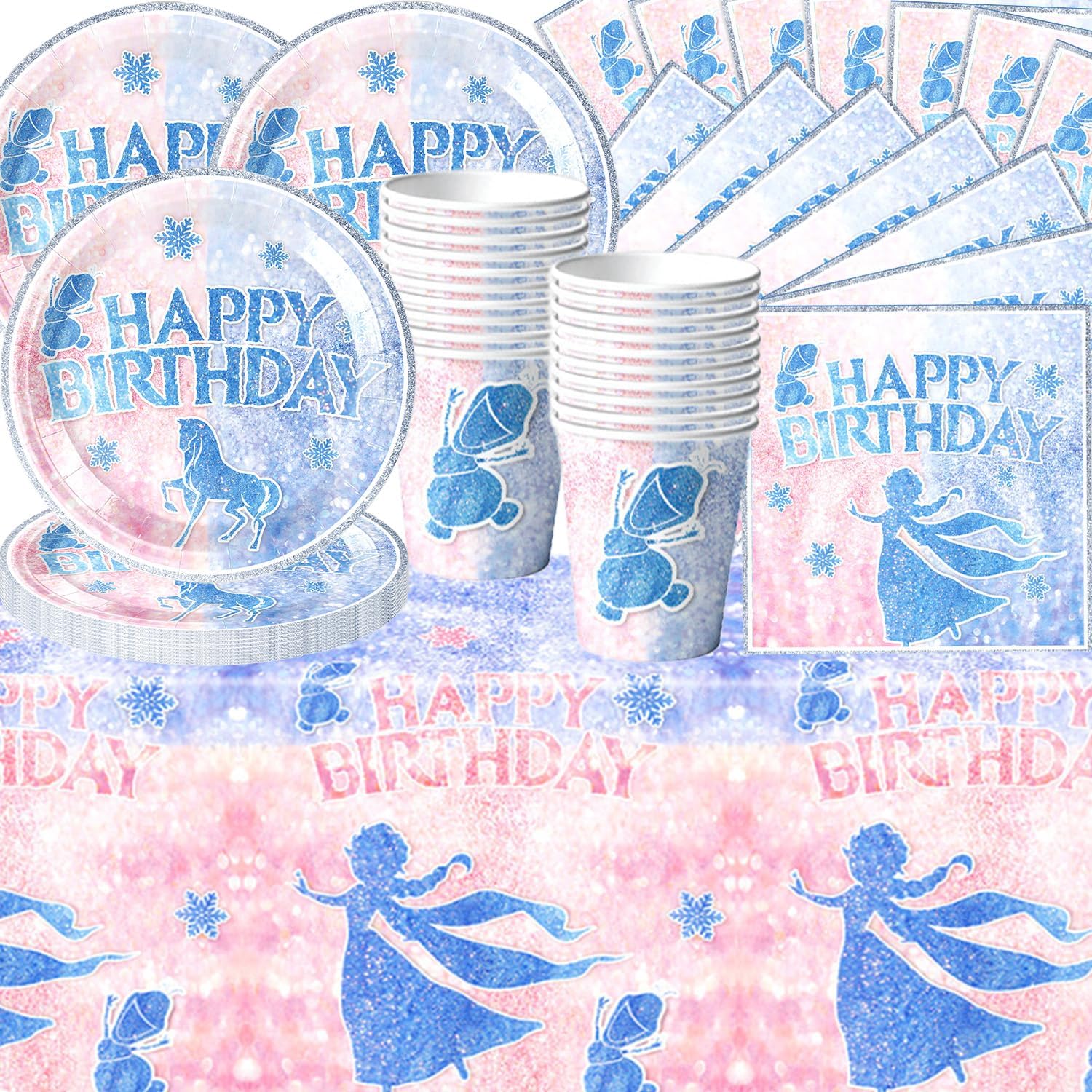 Vajilla de fiesta temática de hielo y nieve