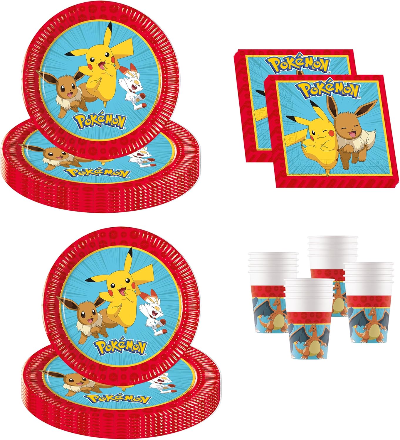 Procos - Decoración de cumpleaños Pokémon, 52 piezas