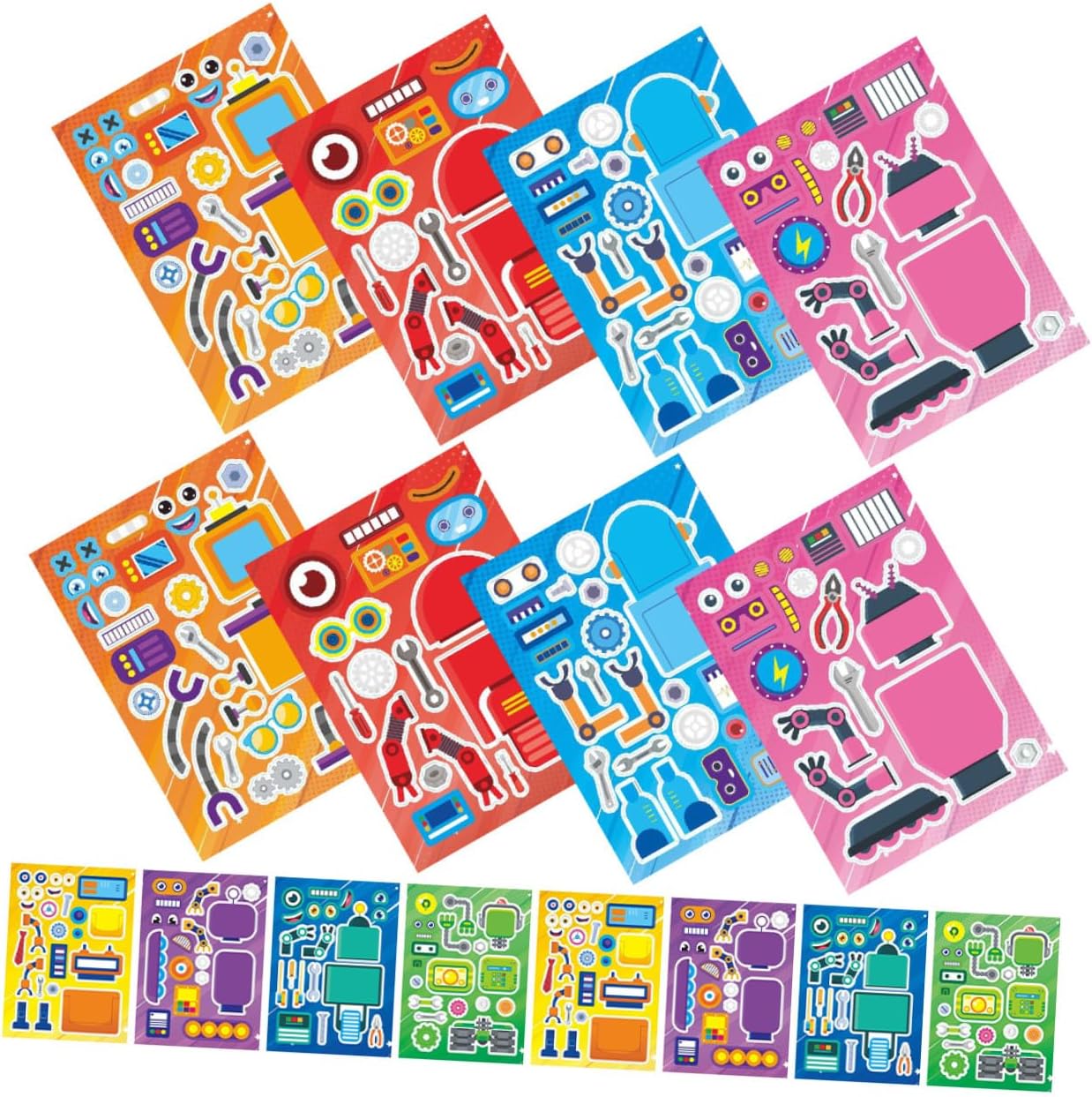 16 hojas Pegatinas Robot DIY Decorativas