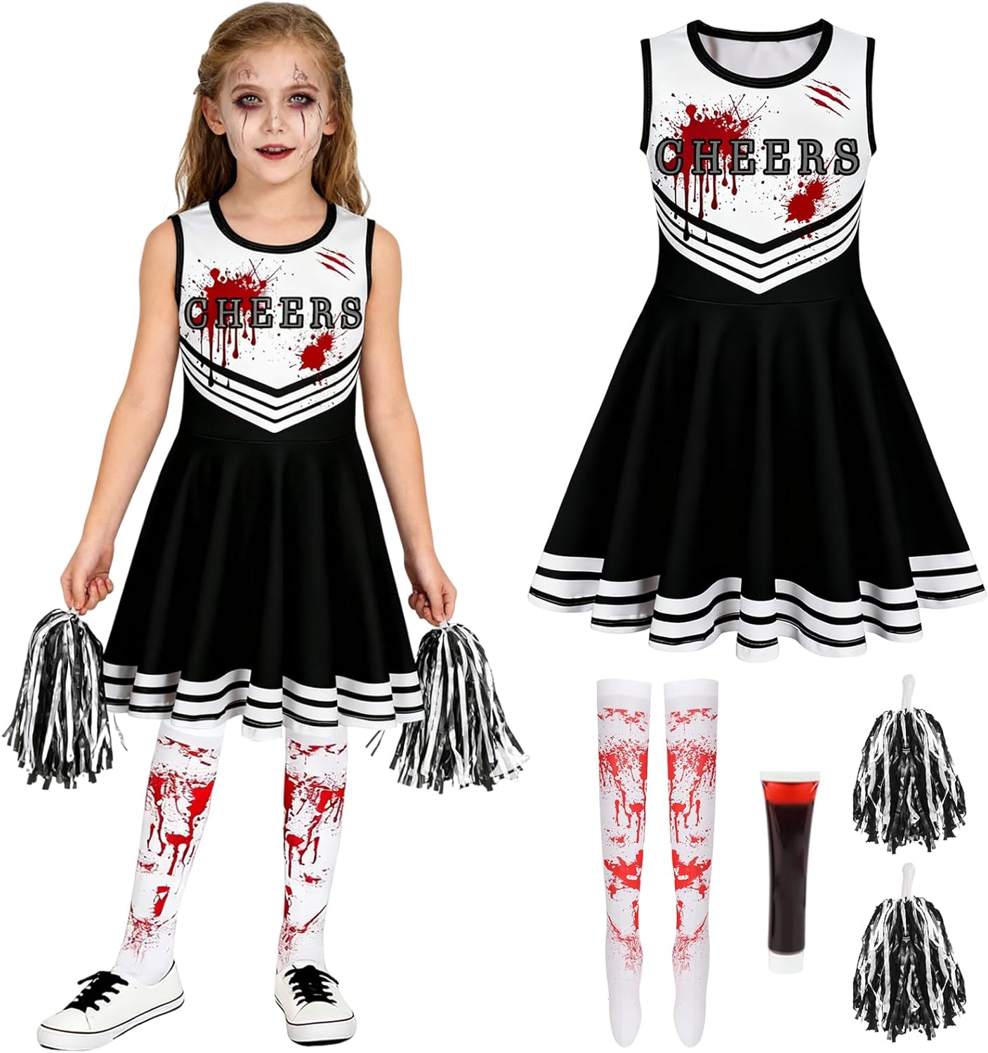 IWTBNOA Disfraz Animadora Zombie Niña, Disfraz Halloween