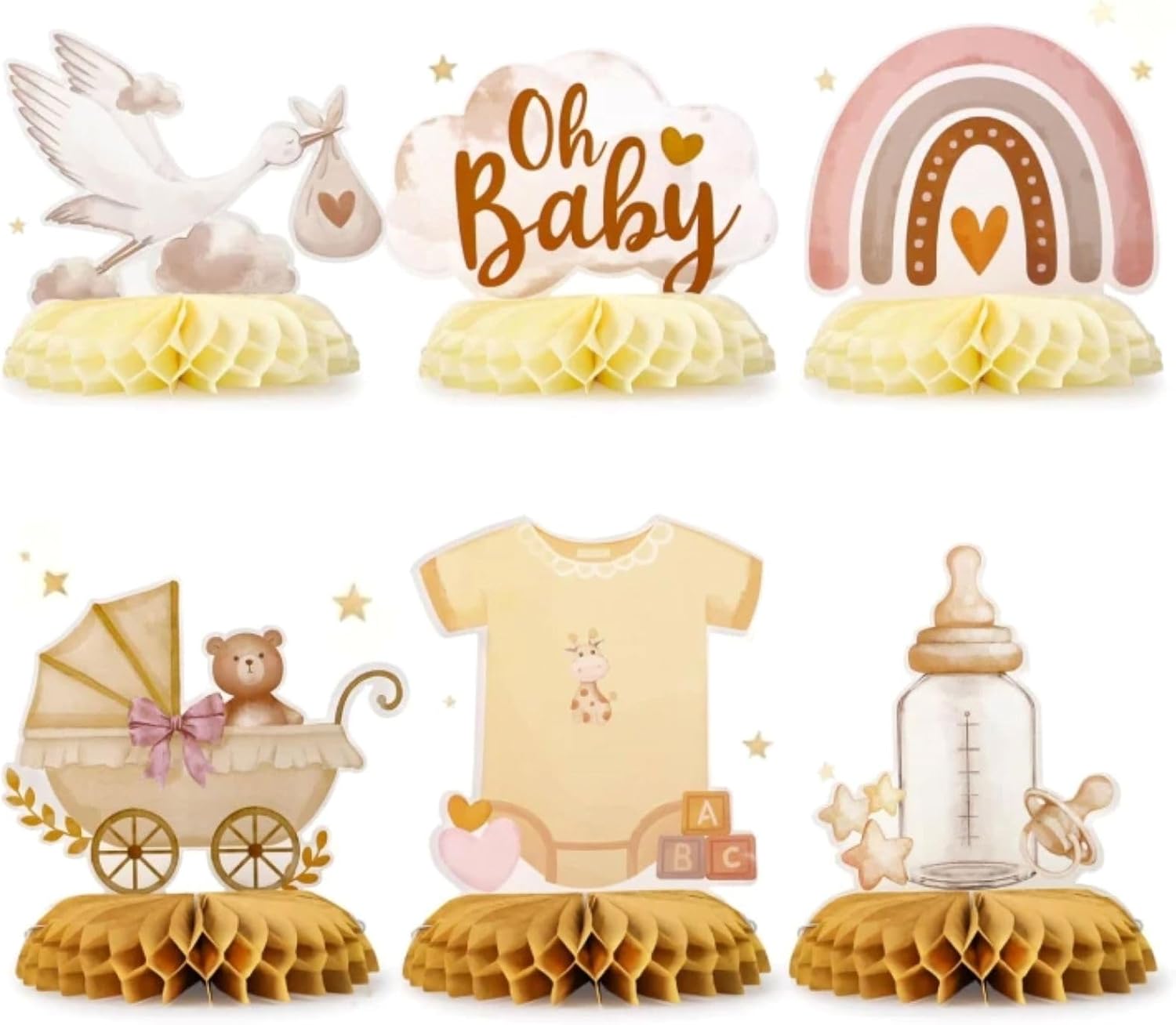 6 Piezas Decoración Mesa Baby Shower, Bautizo