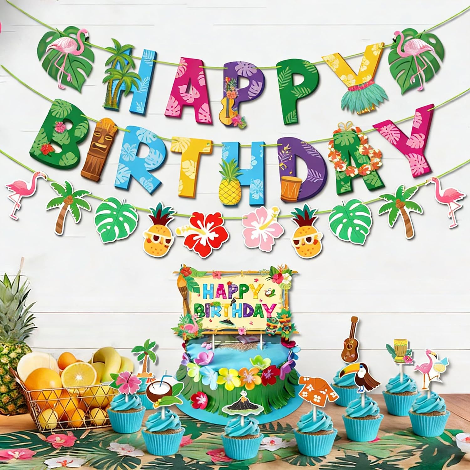Decorazioni per festa di compleanno a tema tropicale hawaiano