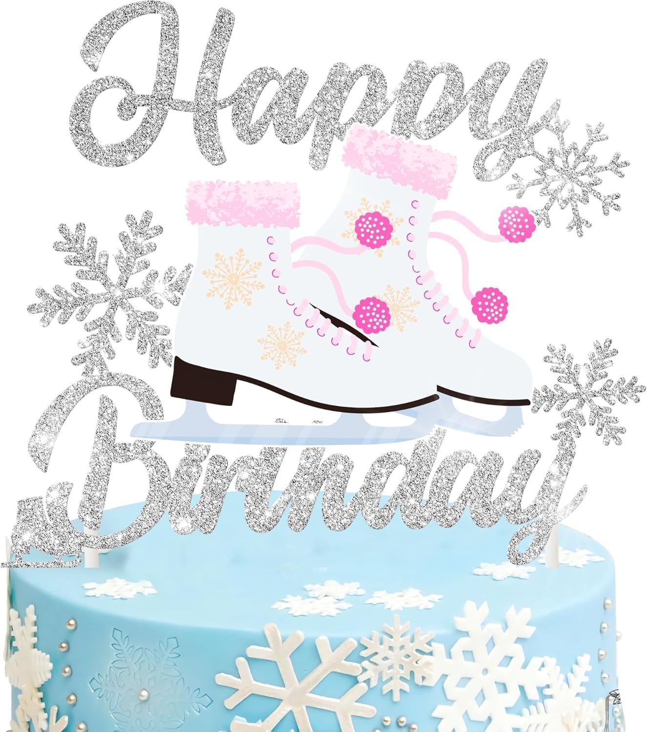 Decoración para tarta de cumpleaños de patinaje sobre hielo