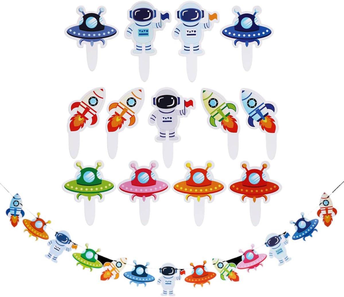 Alipis 27 Piezas Banner de Cumpleaños Espacial Temática
